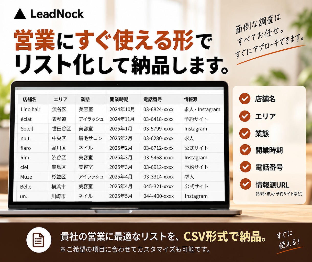新規開業・開業予定の美容サロンを調査します 開業前の兆候を調査し、他社より早い営業先探しに イメージ4