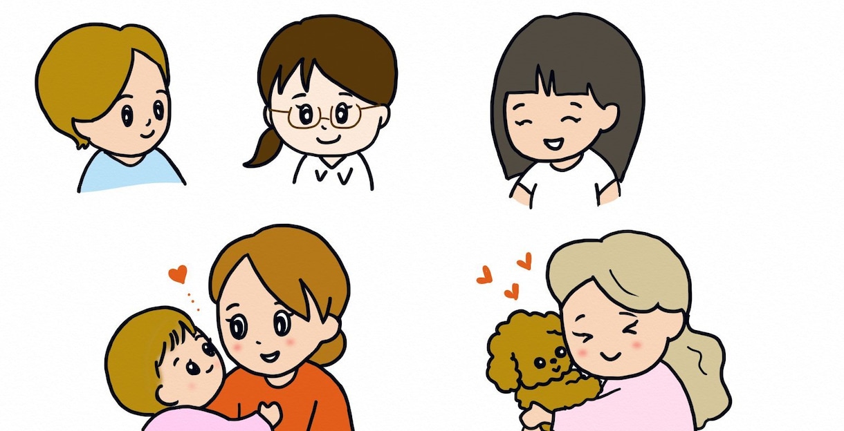 ゆるかわ！似顔絵・アイコン・イラスト制作します 【愛犬･猫】とのツーショットを優しいタッチでお描きします イメージ2