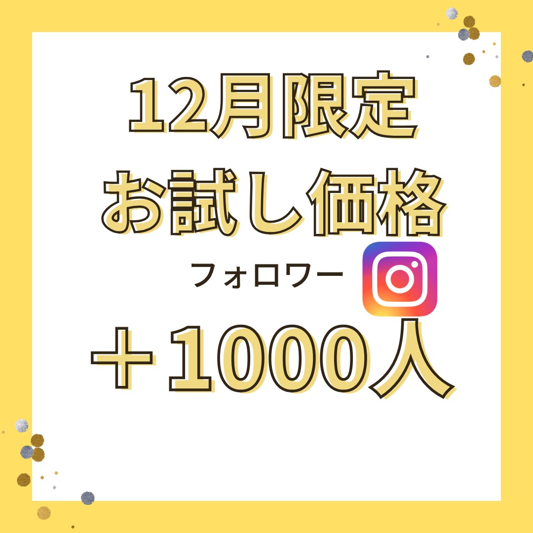 半額!　インスタフォロワー1000人増やします 業界最安。12月のみの割引価格、新規出品お安くしております イメージ1