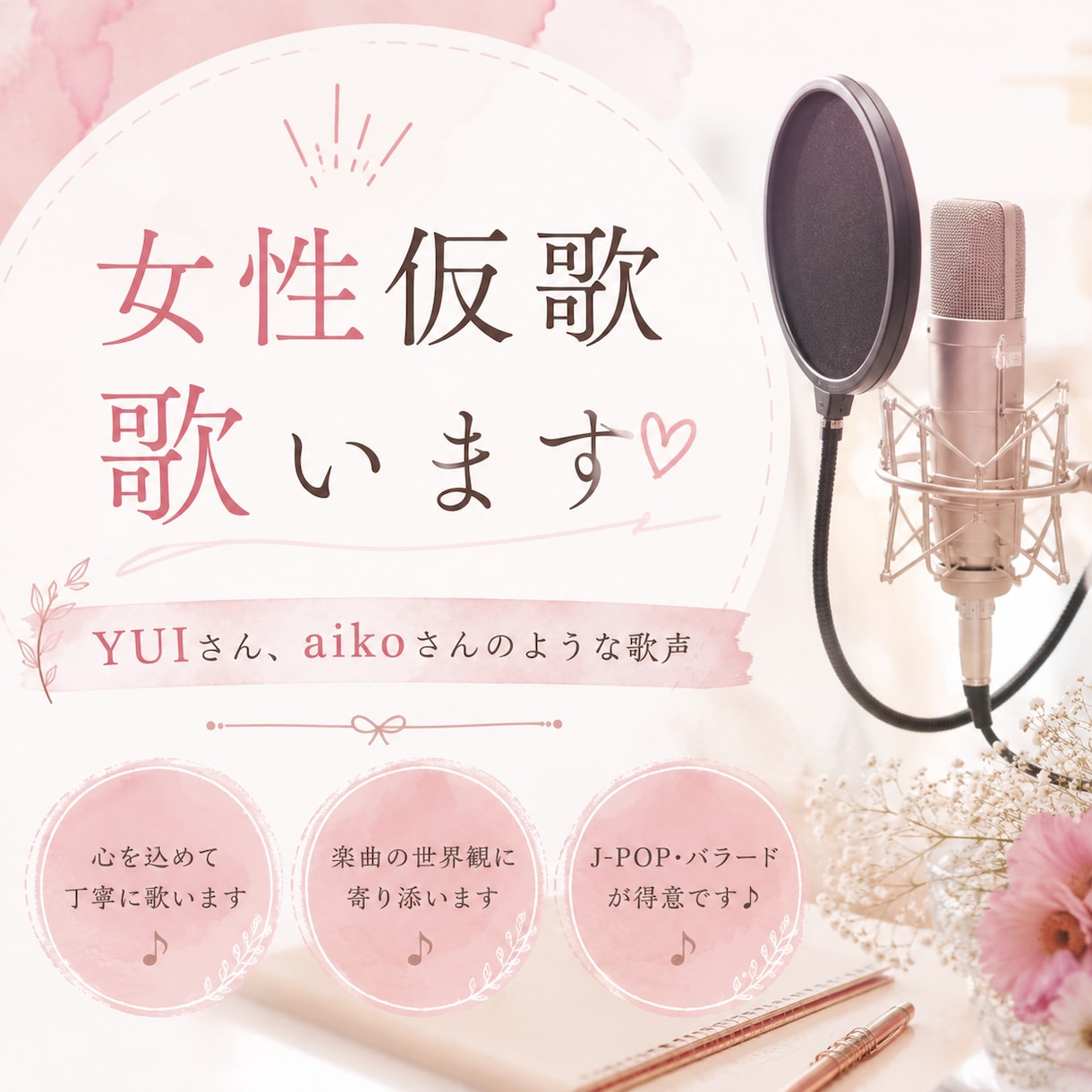 心地よい歌声が強みです！心を込めて歌います YUIさんのような聞き心地の良い歌声♬ イメージ1