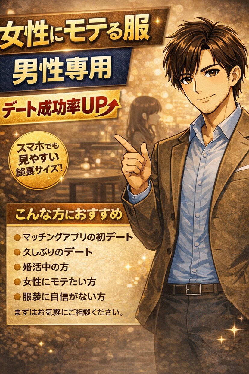 女性にモテるデート服を男性向けに提案します 男性専用｜初デート・婚活のモテ服提案 イメージ1