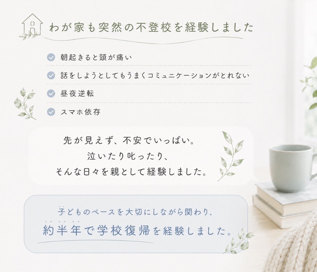 不登校相談｜経験者が親の悩みに寄り添います 約半年で復帰！不登校のその先の未来へ向かうアドバイス イメージ2
