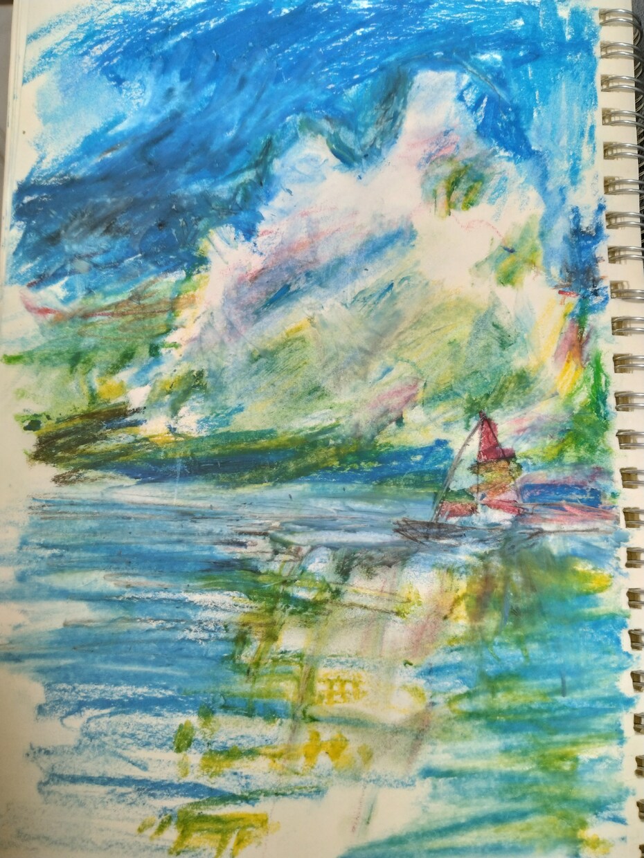 クレヨンで描いた風景画を作成します ポストカードや飾り用に独特の味のある風景画はいかがですか？ イメージ2