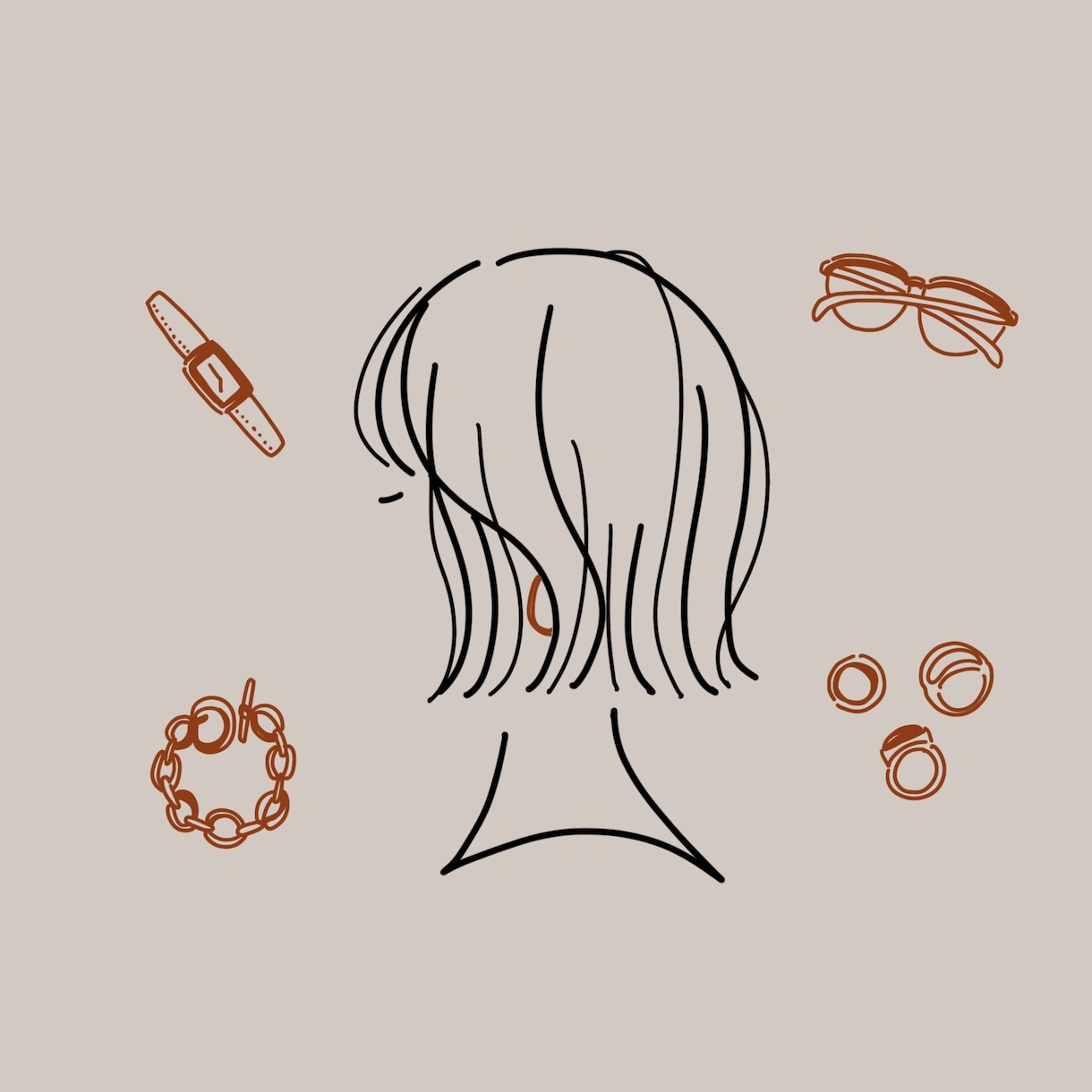 商用可◯おしゃれで個性的な横顔アイコン作ります ＊好きなアイテムを周りに可愛く描き込みます＊ イメージ1