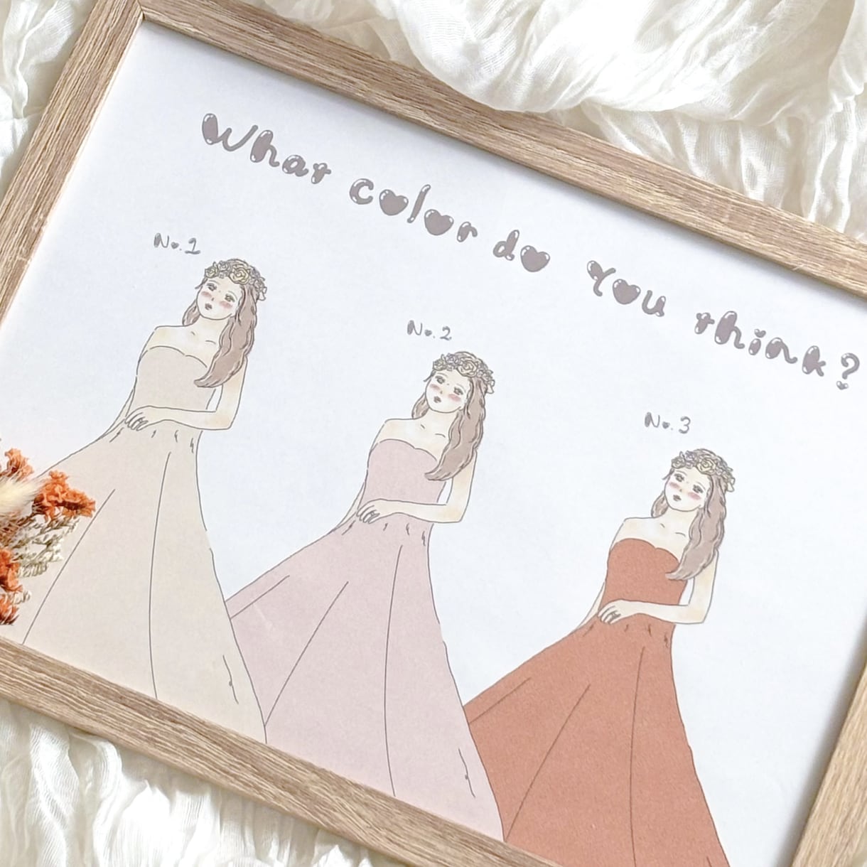 結婚式のドレス色当てクイズイラストお描きします カラードレス12色のお色味から選べます❤︎可愛い結婚式に イメージ1