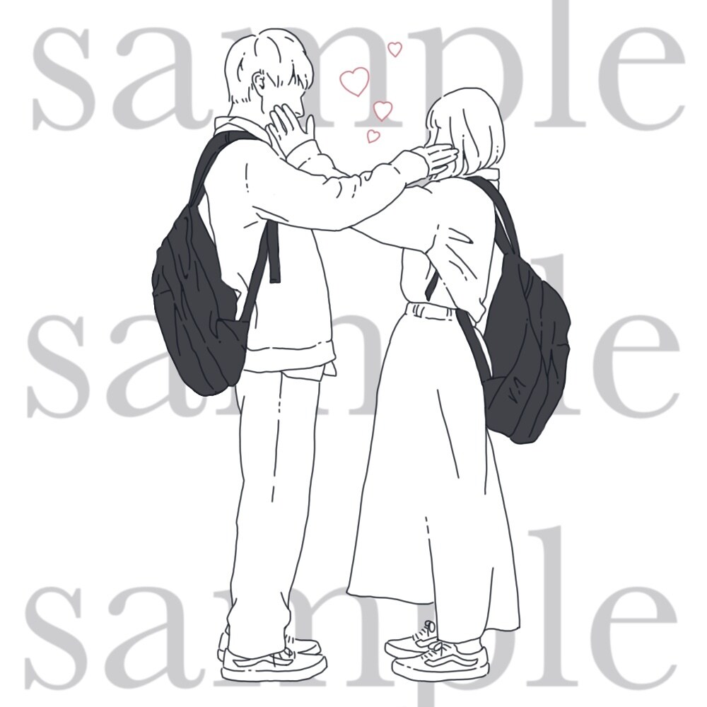 シンプルなタッチの線画イラストを作成します おしゃれな似顔絵 SNS用アイコン／お名刺／ウェルカムボード イメージ2