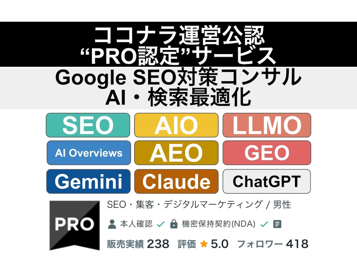 SEO対策コンサル・内部改善修正指示書を納品します ココナラ運営公式「PRO認定」の検索エンジン最適化サービス イメージ1
