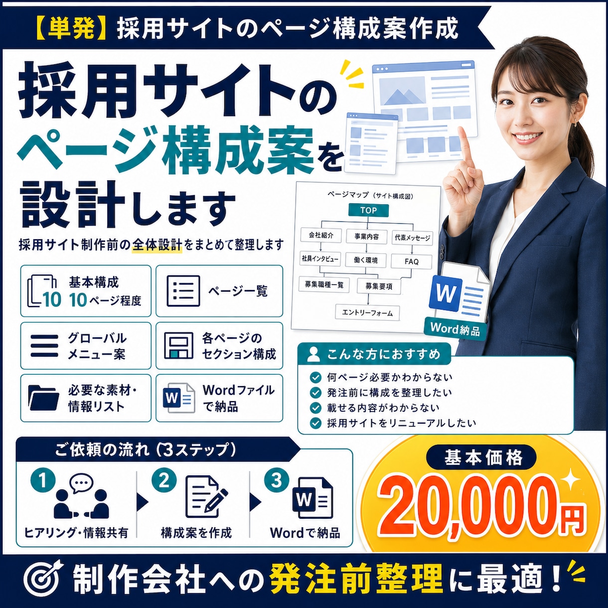 採用サイトのページ構成案作成します 人材業界経験者が採用サイトのページ構成案を設計します イメージ1