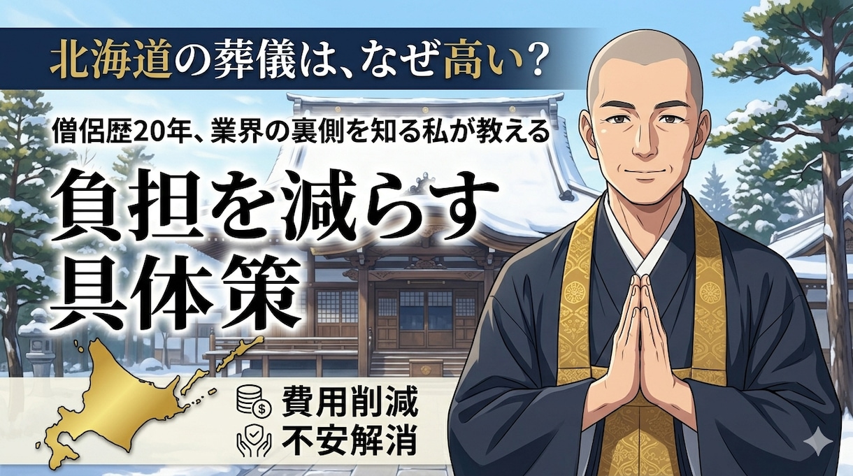 僧侶歴20年の私が安く済む葬儀方法を教えます 20年の僧侶経験で培った“裏側の知識”をあなたの安心のへ。 イメージ1