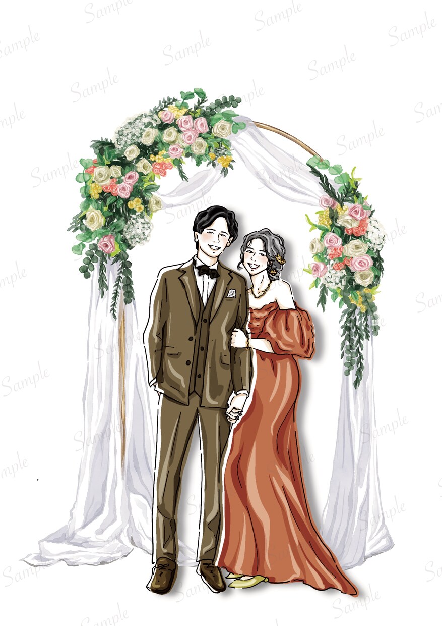 おしゃれ可愛い！似てるウェディングイラスト描きます ♡ウェルカムボード&花嫁DIYやプレゼントにおすすめ♡ イメージ6