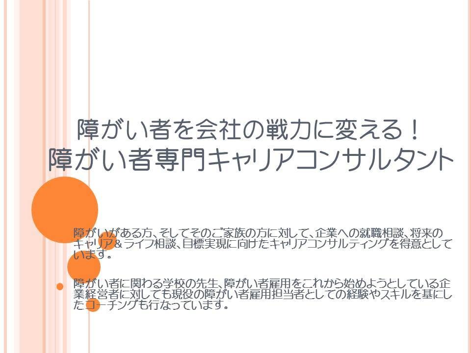 障がい者が会社で活躍できるように支援します 障がい者専門キャリアコンサルタント イメージ1