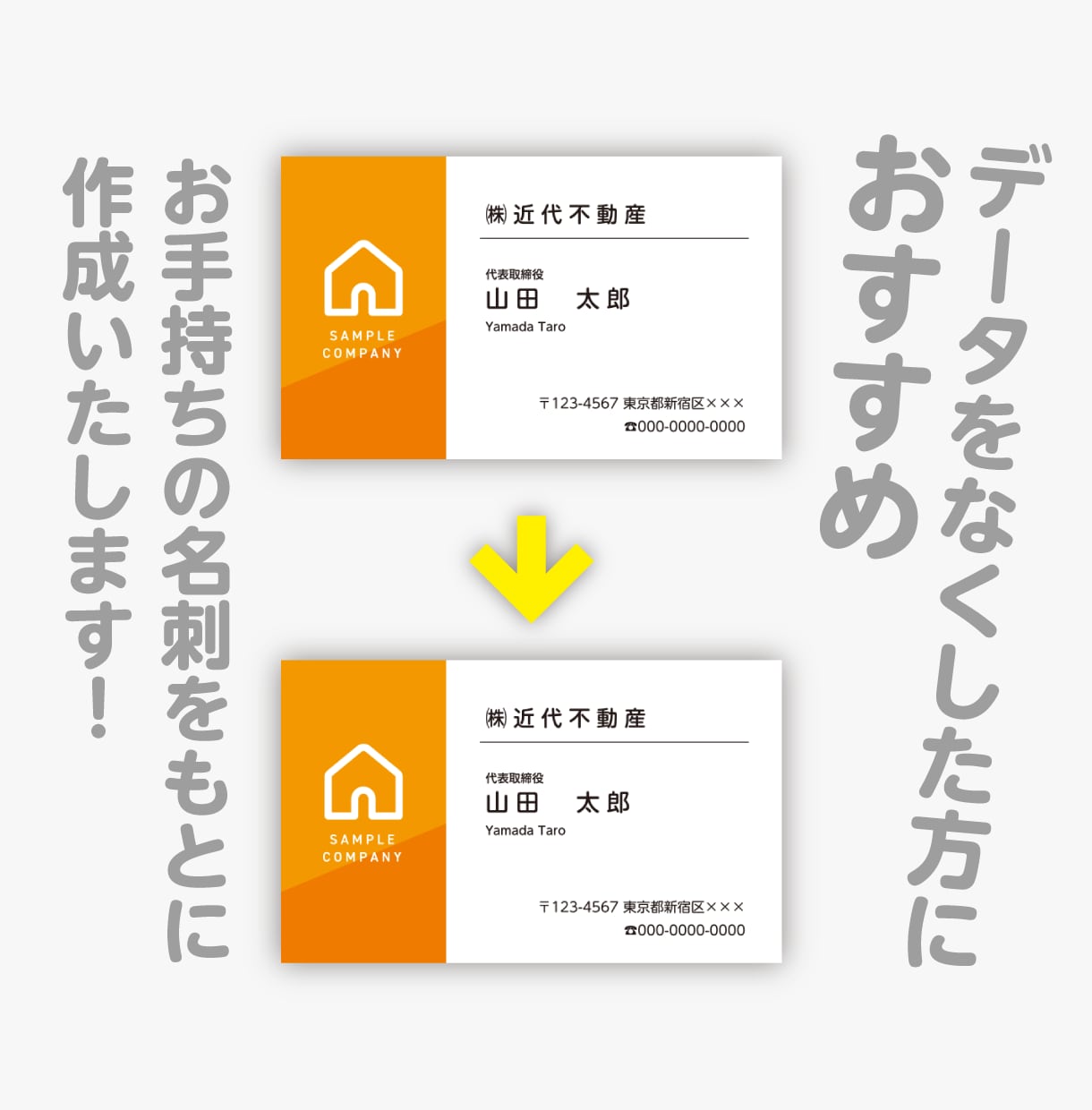 今使ってる名刺をそっくり復元します 今お持ちの名刺の画像から印刷用できるデータを作成いたします イメージ2