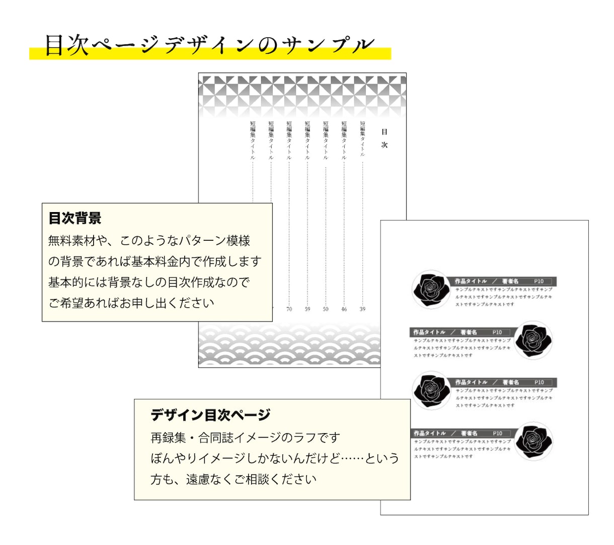 小説同人誌の本文組版お手伝いします 扉、目次、奥付、本文などの入稿データ作成します！ イメージ3