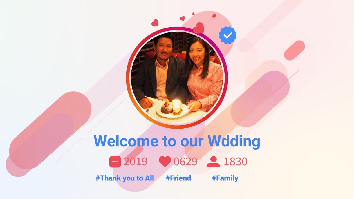 結婚式のインスタ風オープニングムービーを製作します 結婚式の始まりを盛り上げる！インスタ風のオープニングムービー イメージ1