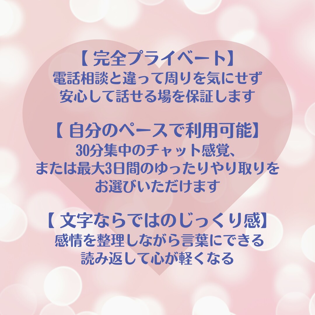 LINE感覚♡気軽にメッセージで寄り添います 電話はちょっと…でも聞いてほしい！モヤモヤ言いたいこと何でも イメージ4