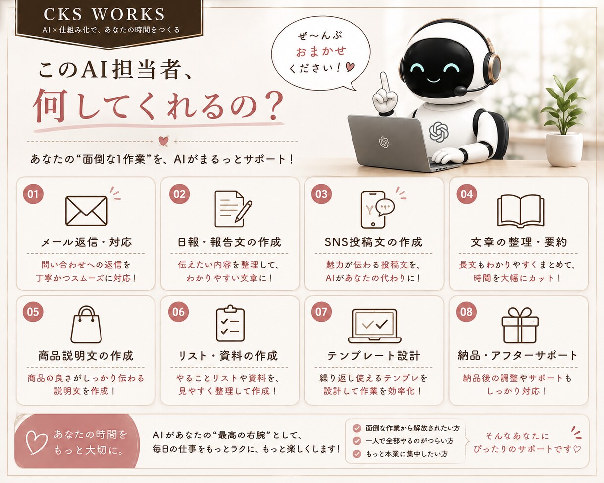 あなた専用のAI担当者を作ります 面倒な仕事をAIにひとつ任せませんか？ イメージ2
