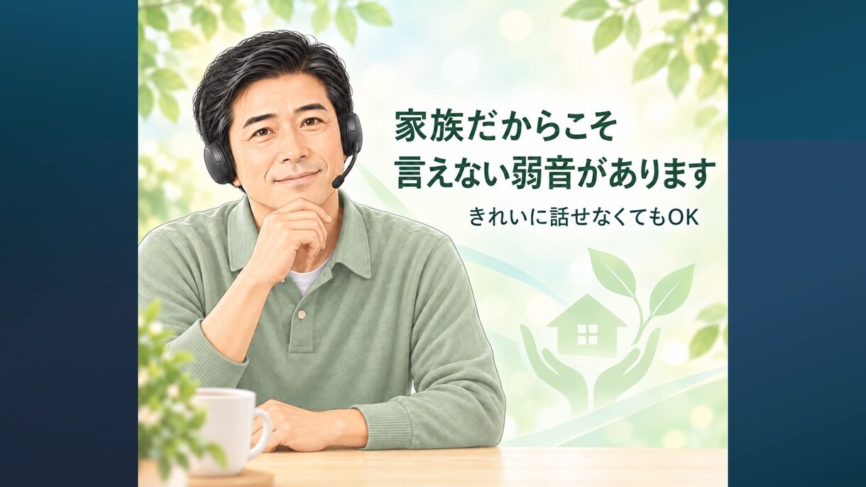 介護疲れと家族への弱音を経験者がお聴きします 支える側の孤独や罪悪感を否定せず受け止めます イメージ3