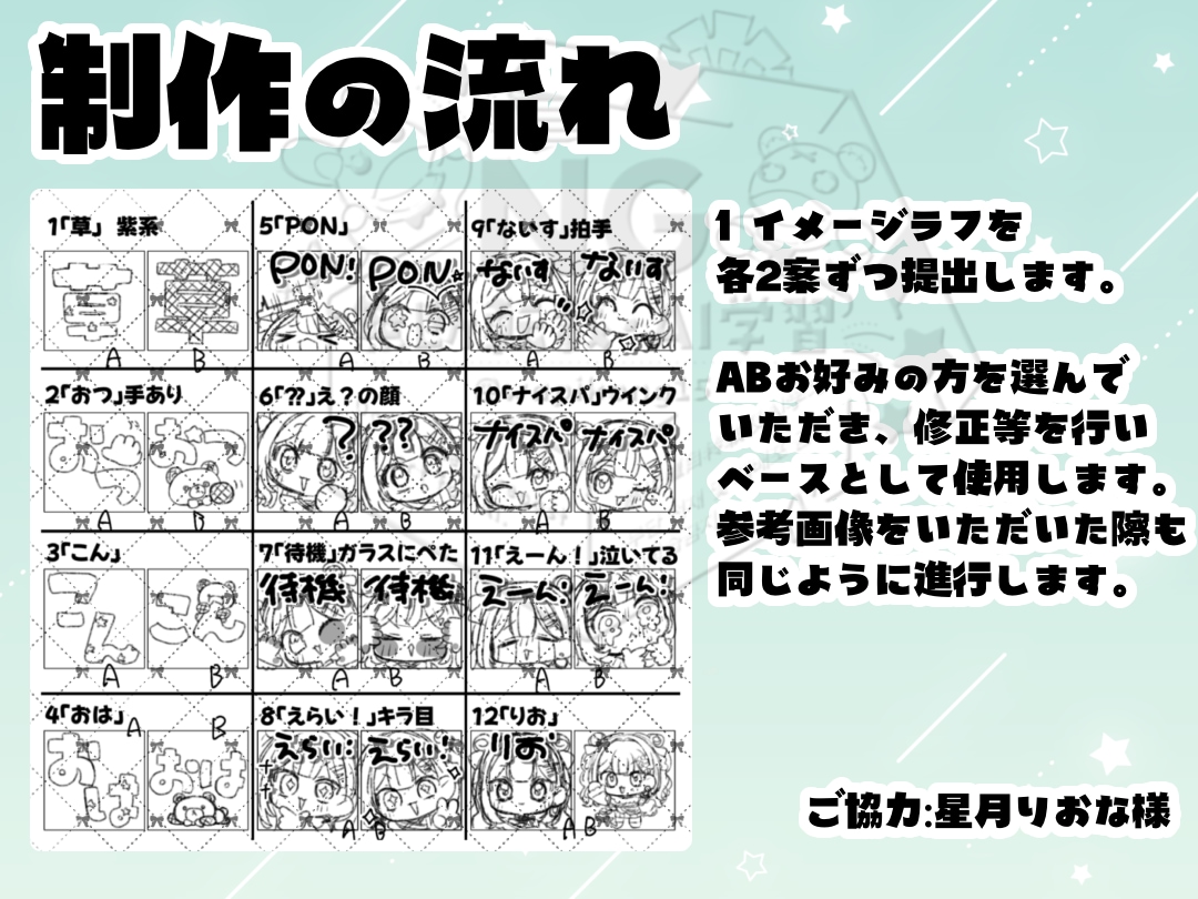 企業様実績あり.ᐟ.ᐟ配信用のスタンプを作成します ラフは2案作成します。Twitch、YouTubeなど イメージ2