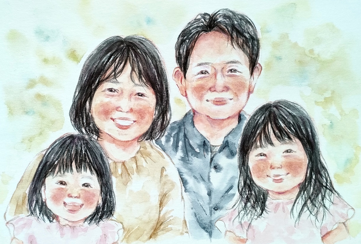 手描き水彩で温かい似顔絵をお描きしいたします プレゼントにも大人気☆2Lサイズ イメージ6