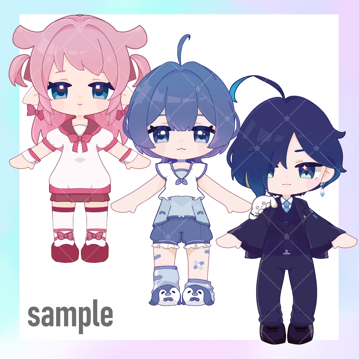 かわいいぬい風SDイラスト描きます あなたのキャラクターをかわいい「ぬい風SD」イラストにします イメージ2