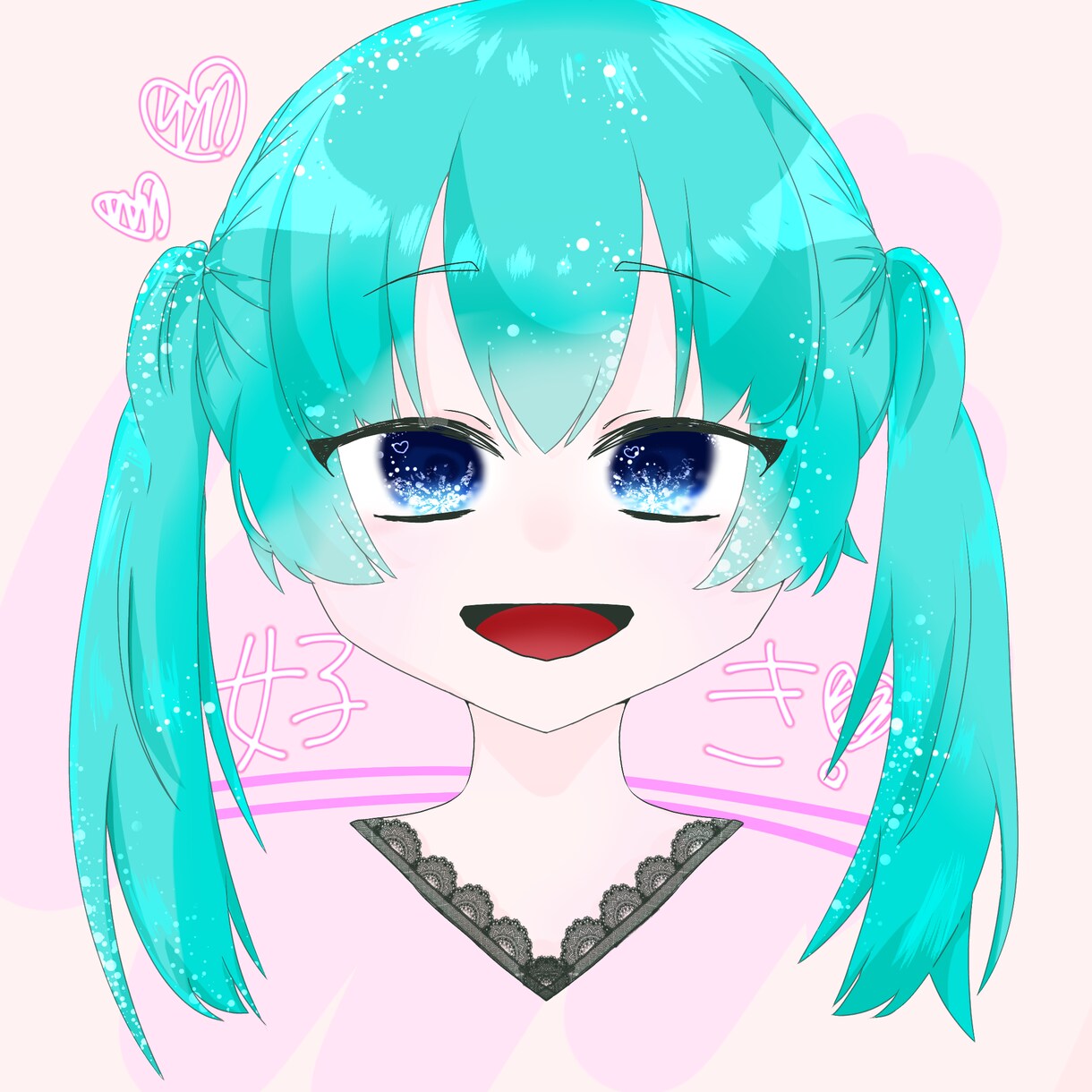 キラキラの可愛いSNSアイコン描きます 宝石のようなキラキラの絵や細かな髪の可愛いアイコンを描きます イメージ5