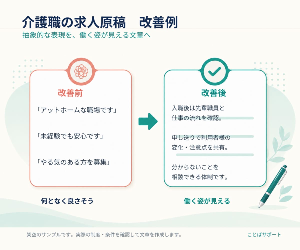 介護・福祉職の求人原稿を読みやすく改善します 現場経験をもとに仕事の魅力と条件を整理 イメージ2