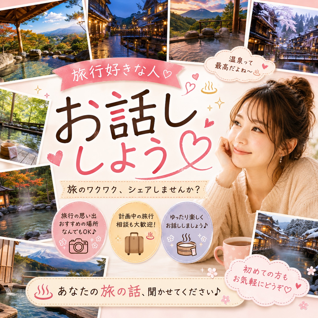 旅行好きな人と旅トークしてます 添乗員やってました！旅行好きな人とおしゃべりしたいです イメージ1