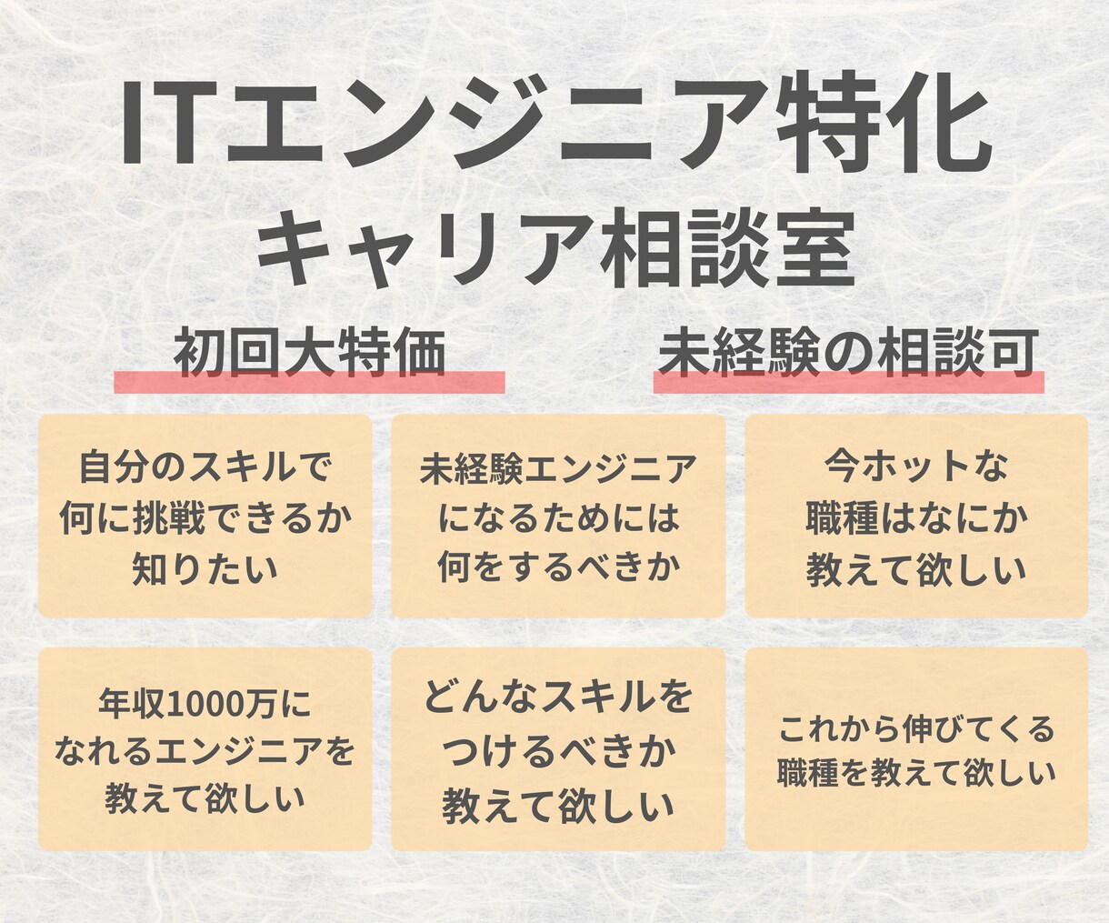 ITエンジニア特化｜転職キャリアコーチングします ※初回5名まで大特価｜元エンジニアの人事が真剣にお答えします イメージ1