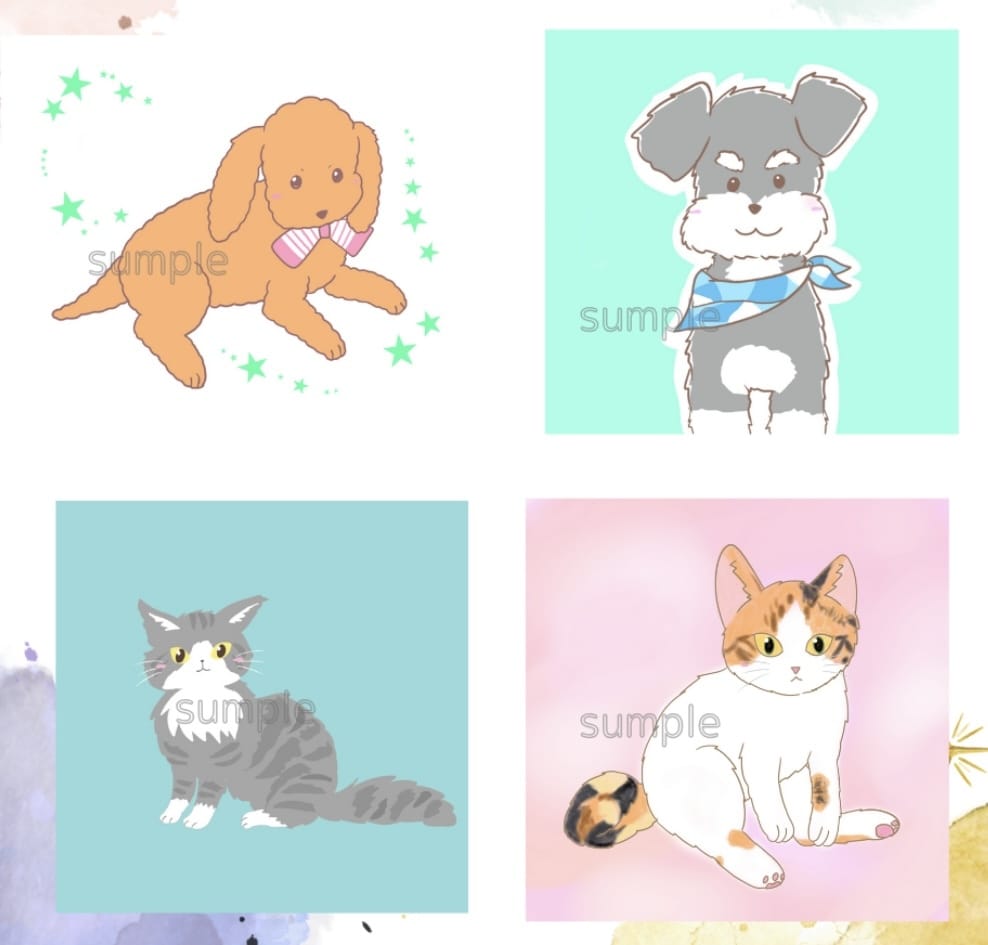 ペットちゃんのゆるかわ似顔絵描きます ワンちゃんネコちゃん動物さんなんでも受け付けます イメージ2