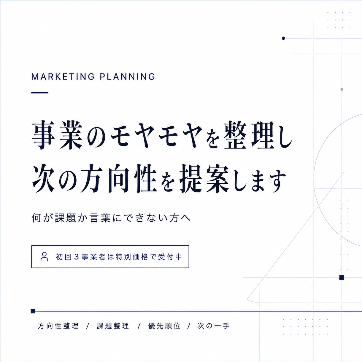 事業のモヤモヤを整理し、次の方向性を提案します 自分でも言葉にできない課題を一緒に整理 イメージ1