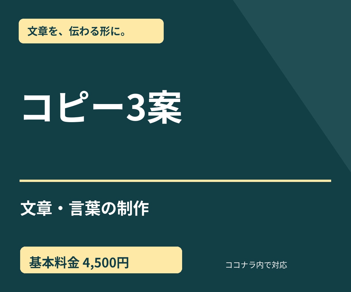商品キャッチコピーを3案作成します 特徴と読者に合わせて短い訴求文を提案します イメージ1