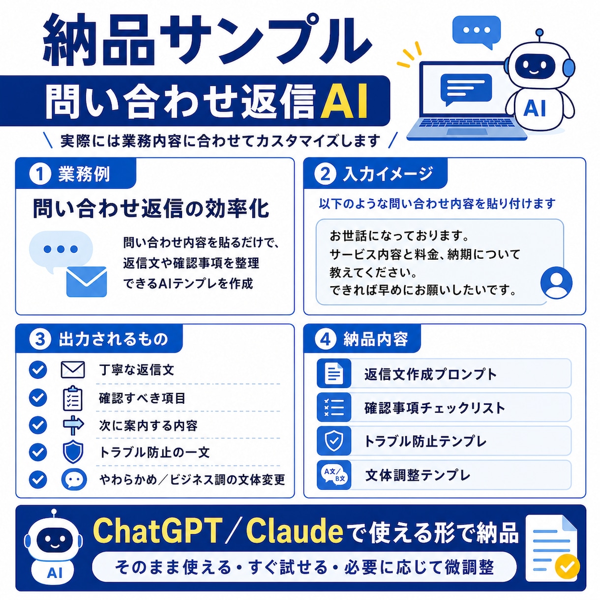 あなたの業務専用AIアシスタントを構築します 面倒な作業は貼るだけChatGPT・Claudeで業務効率化 イメージ4