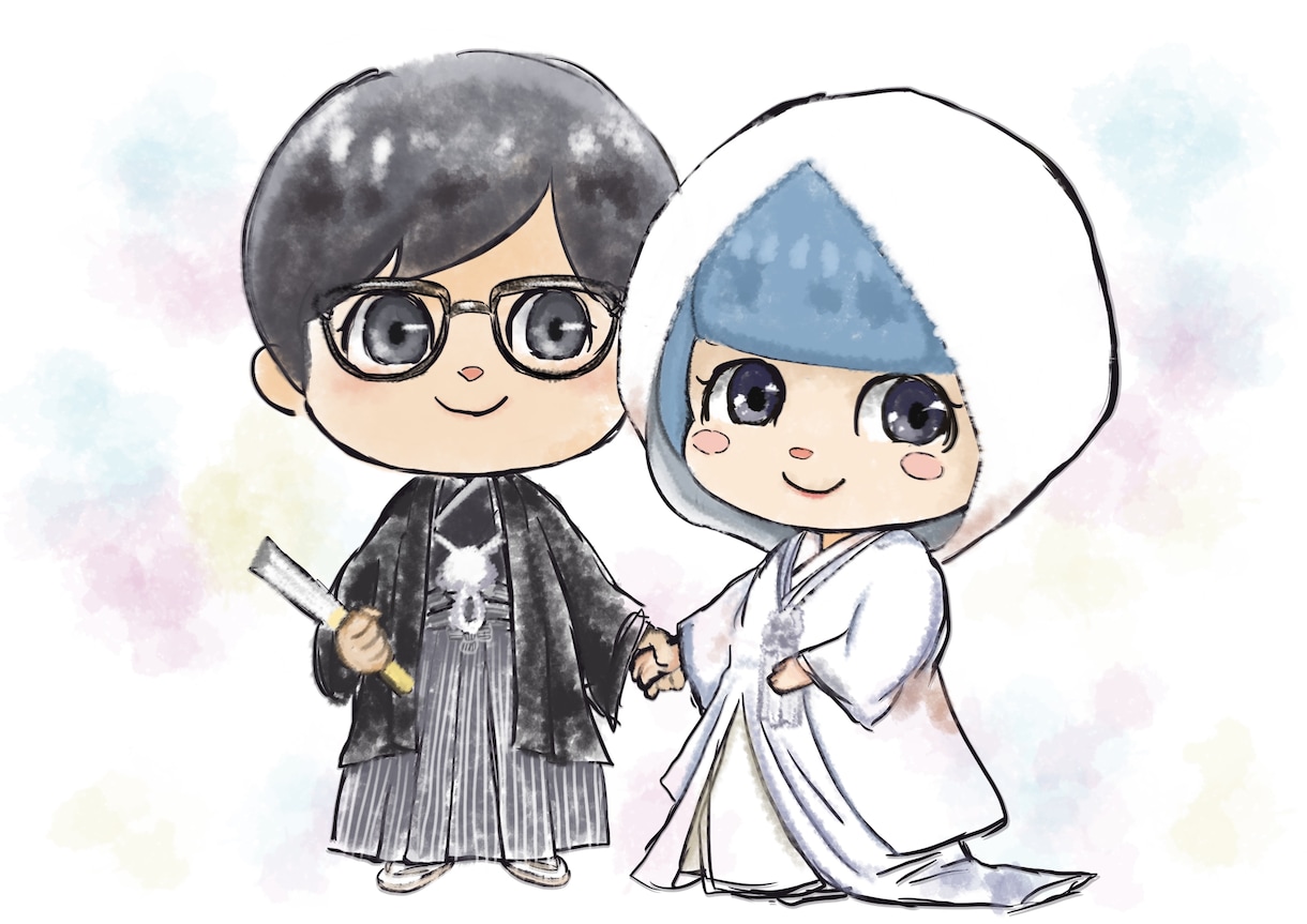 結婚式・記念日に♪似顔絵ちびキャラ作成します バレンタインや誕生日のギフトに☆イラストで思い出を彩ります♪ イメージ3