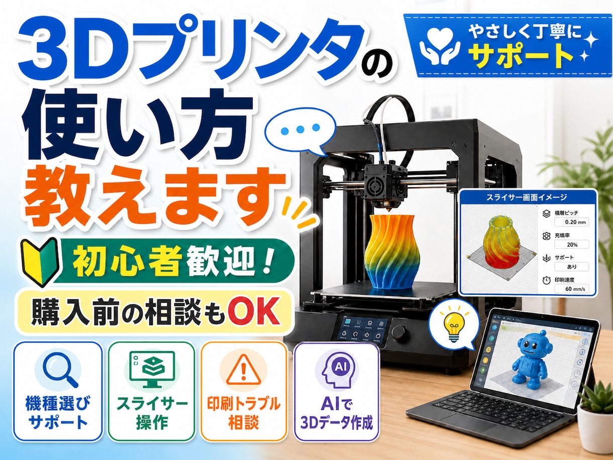 3Dプリンタの使い方を教えます 初心者歓迎！プロが3Dプリンタの活かし方を教えます！ イメージ1