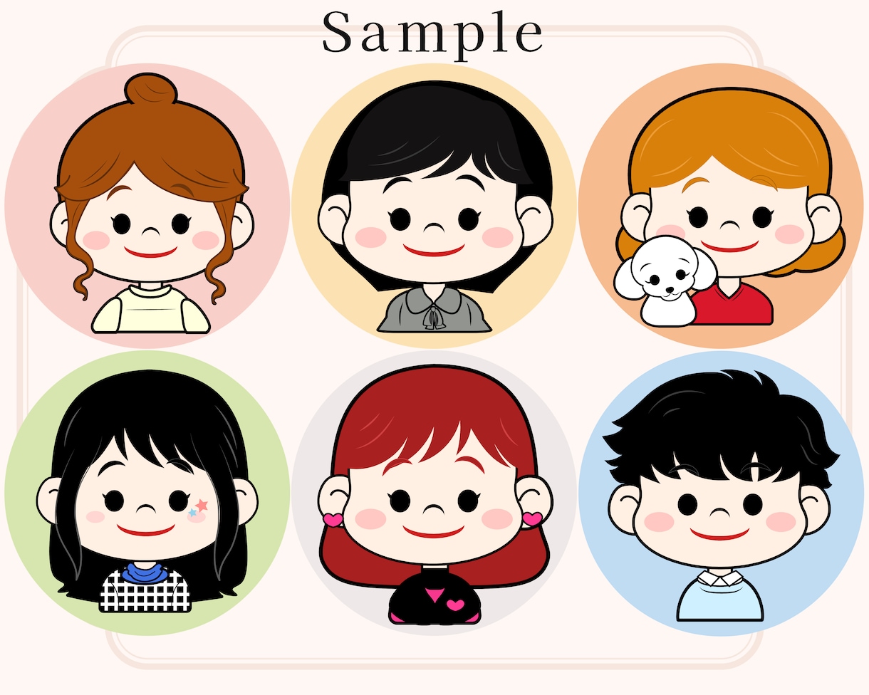 ポップでおしゃれなアイコンイラスト表情5点作ります SNSで目立つ♪可愛いイラストで華やかな投稿を！商用可◎ イメージ7