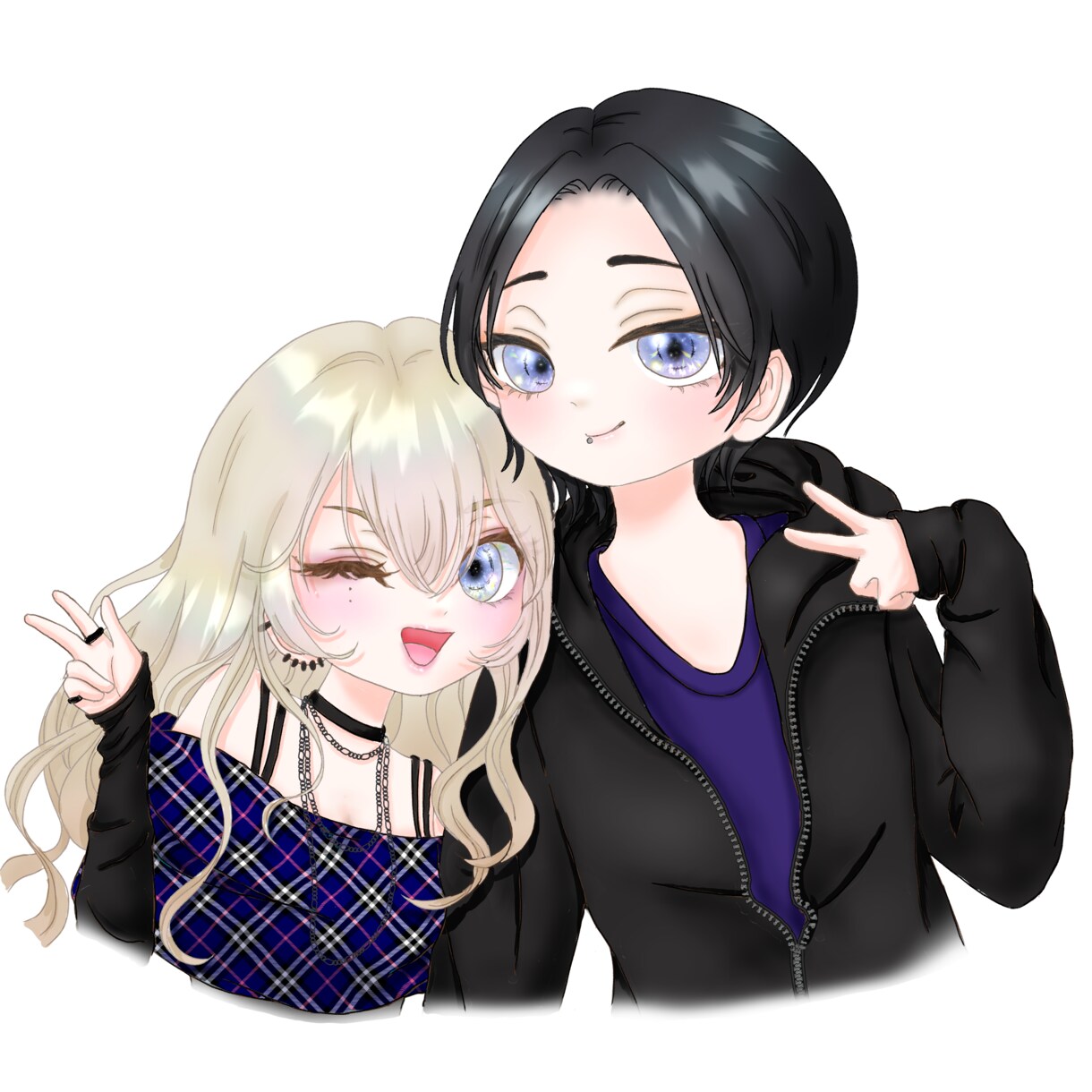 カップルやお友達同士のかわいいペア画を作成します ミニキャラでも等身でも描けますので、お気軽にご相談ください！ イメージ4