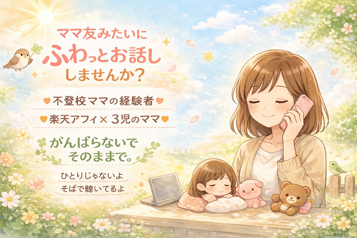 不登校やHSCの不安、ゆっくり聞きます 不登校・育児の悩みをママ友感覚で聴く電話相談 イメージ1