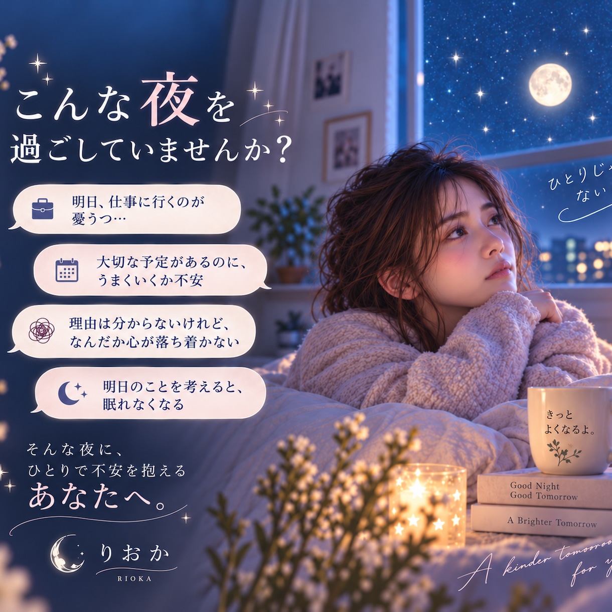 不安な夜に明日を乗り切るお守りメッセージ届けます 生年月日から読む明日のあなた専用メッセージ イメージ2