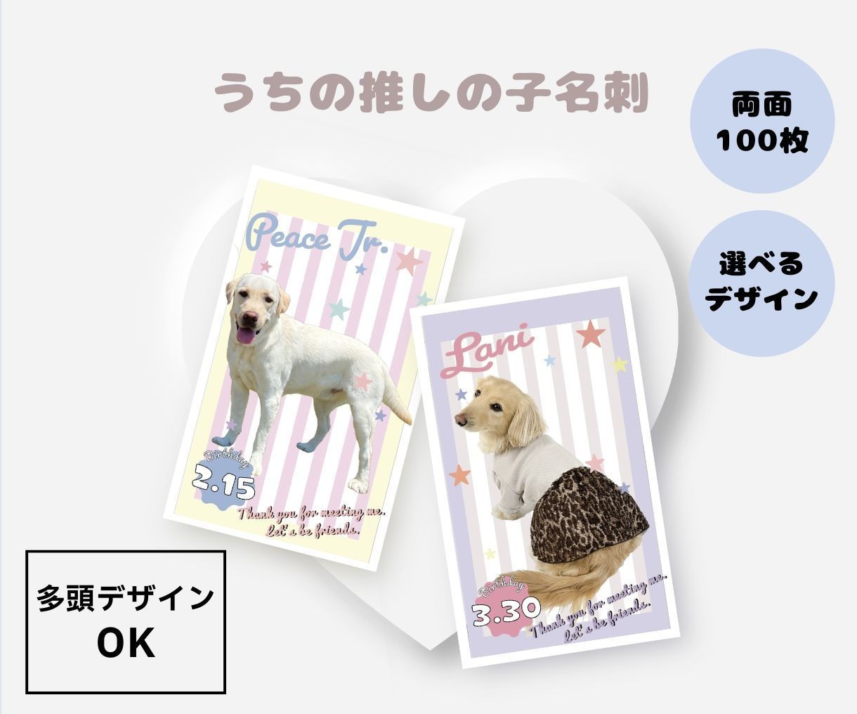 POPでかわいい、うちの推し子名刺を作成します “推し活感覚”で楽しめるPOPなうちの子名刺｜100枚印刷 イメージ1
