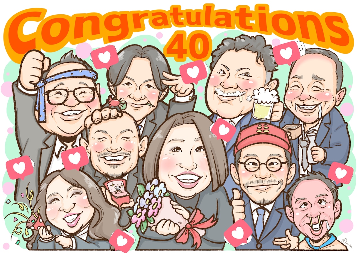 卒園、卒業　卒団記念　大人数の似顔絵描きます 可愛いってこんなに楽しい！嬉しい！あったかい気持ち伝えます♡ イメージ1