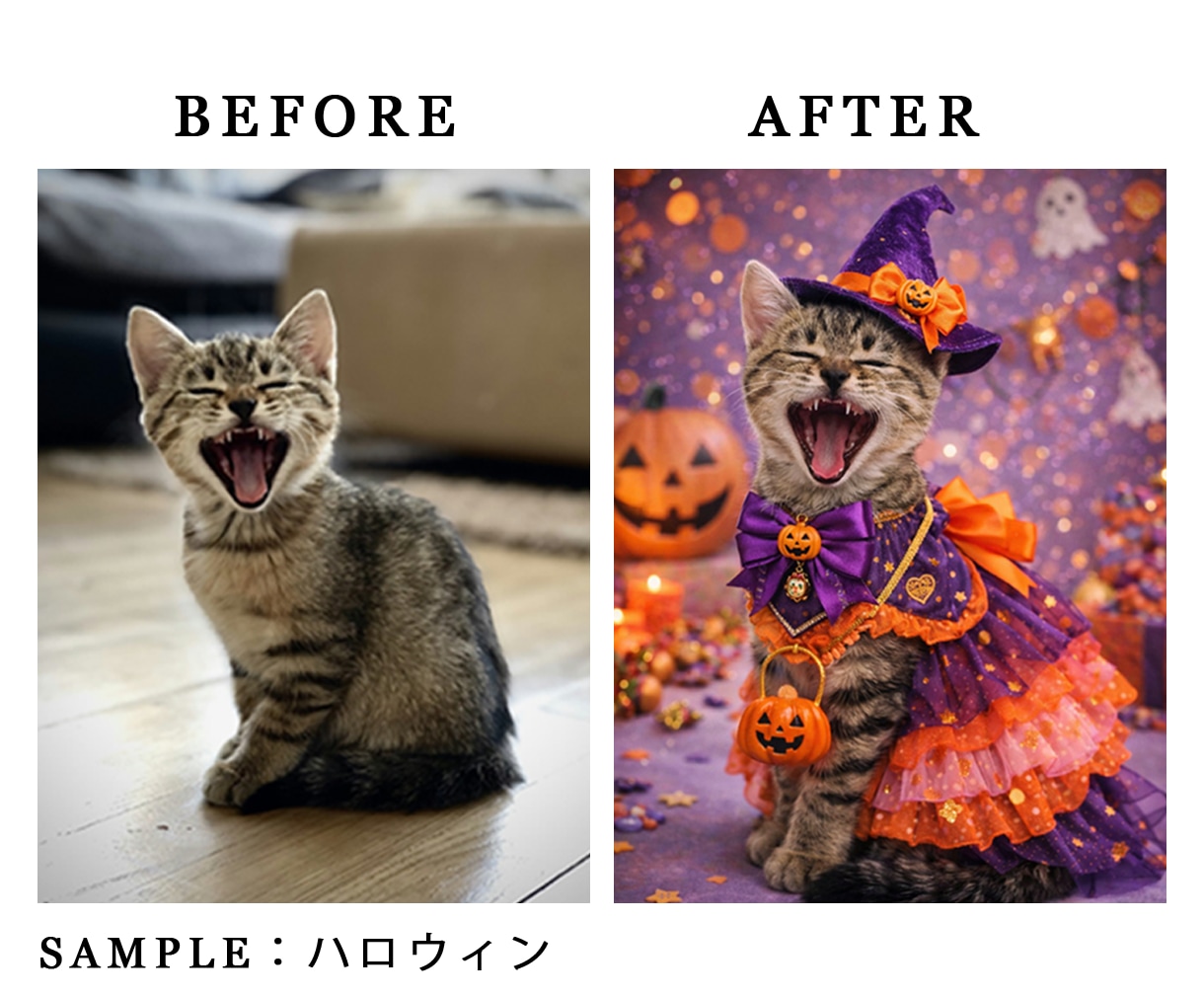 うちの子を衣装チェンジ！AI合成写真を作ります 写真1枚からOK。うちの子を高機能AIでお着替えさせます。 イメージ2