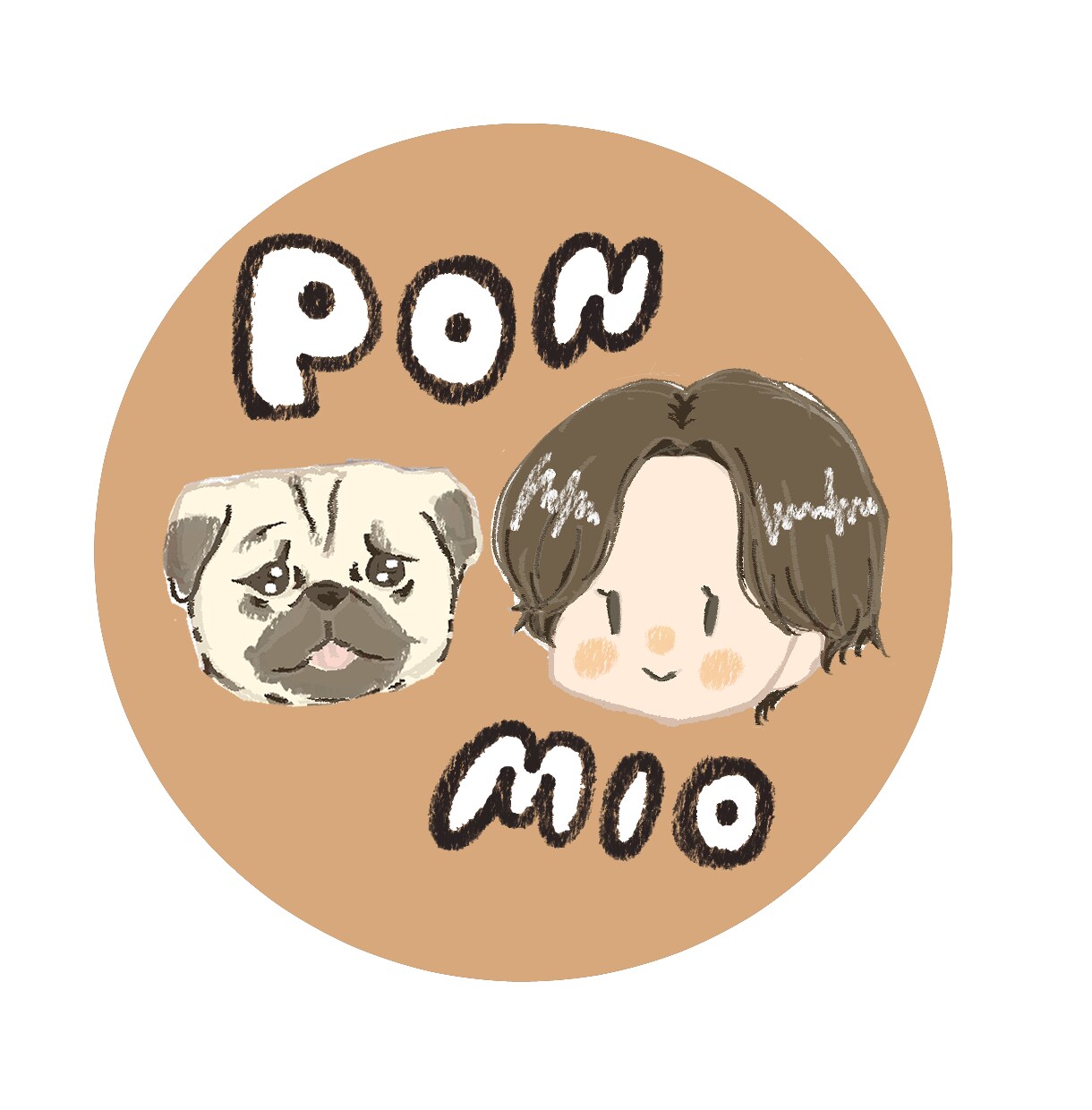 絵本風かわいい似顔絵アイコンイラスト描きます ペットも一緒にクレヨンで描いた風のSNSアイコン イメージ4