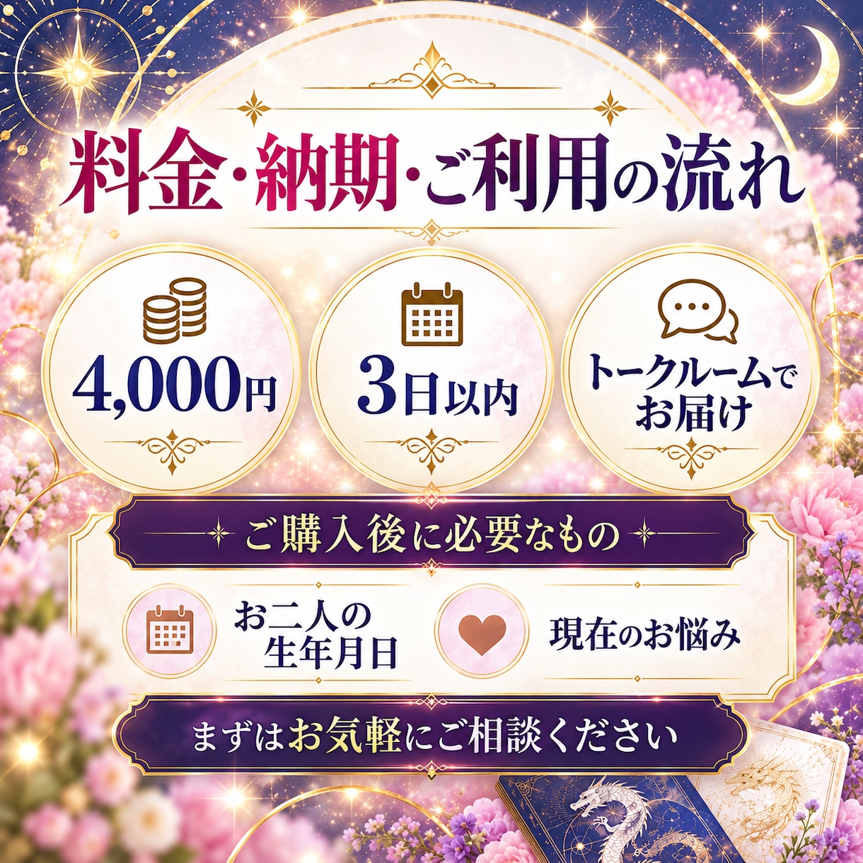 算命学×龍カードで夫婦の相性とお気持ちを鑑定します 夫婦の違いを理解し、心が通う関係づくりのヒントをお届け イメージ3