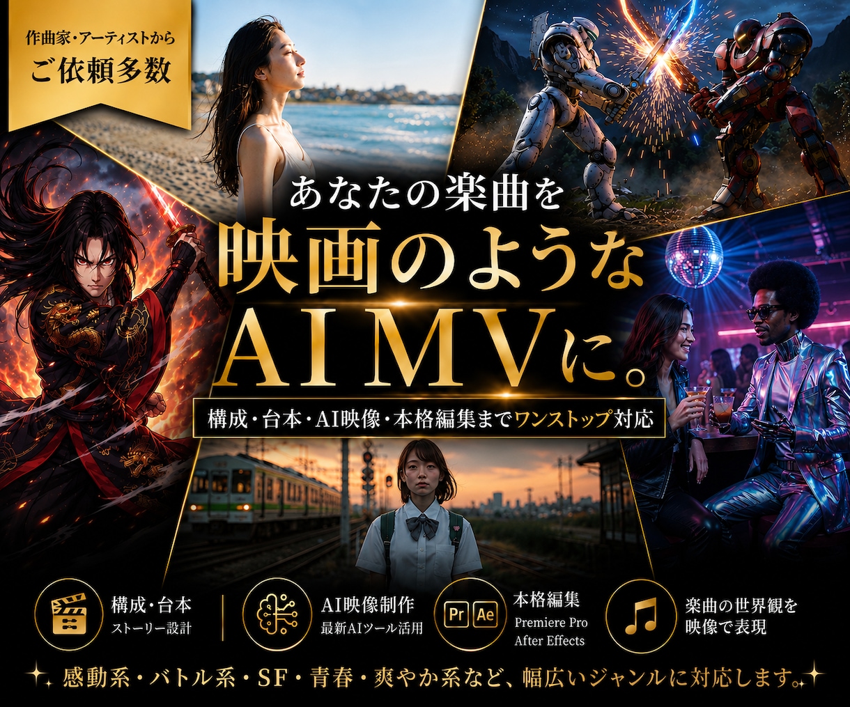 AIオリジナルMVを作ります 構成・台本・曲制作・映像編集までフルセットで対応 イメージ1