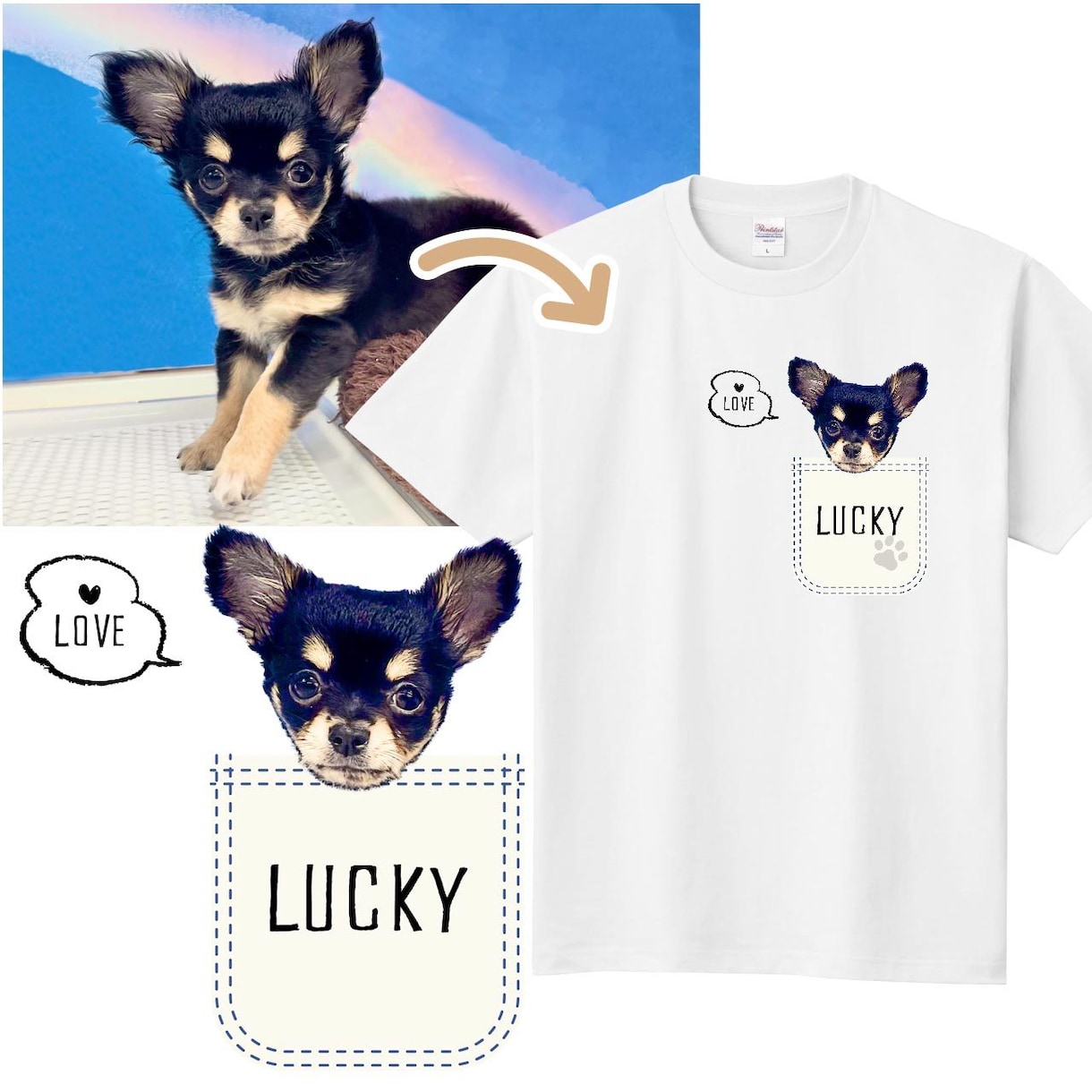 うちの子写真でポケット☆Ｔシャツをお作りします 〜スマホで撮った写真でもイケるかも♡ イメージ7