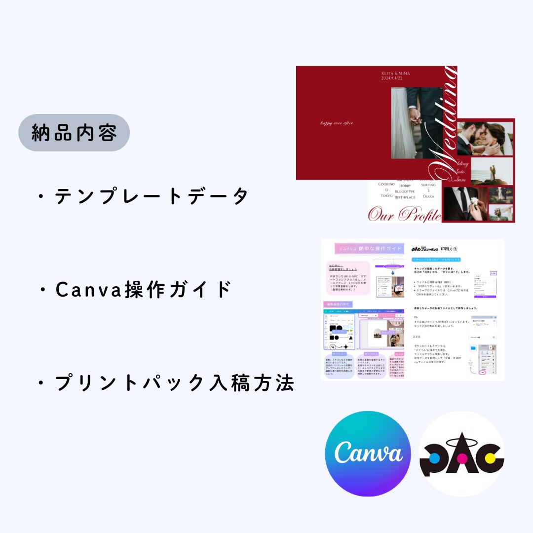 説明資料付き！おしゃれなプロフィールブック作れます 結婚式　プロフィールブック　１２P分　Canvaテンプレート イメージ5
