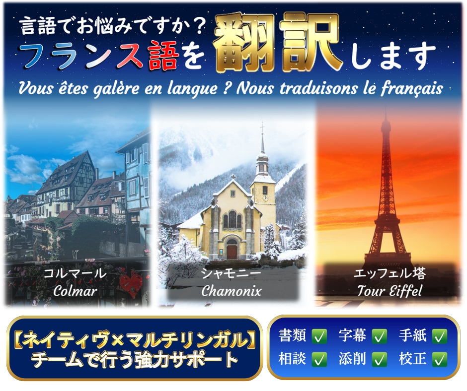 フランス人とバイリンガルが日英仏翻訳します 迅速!最強の作業陣が格安多言語翻訳します! イメージ1