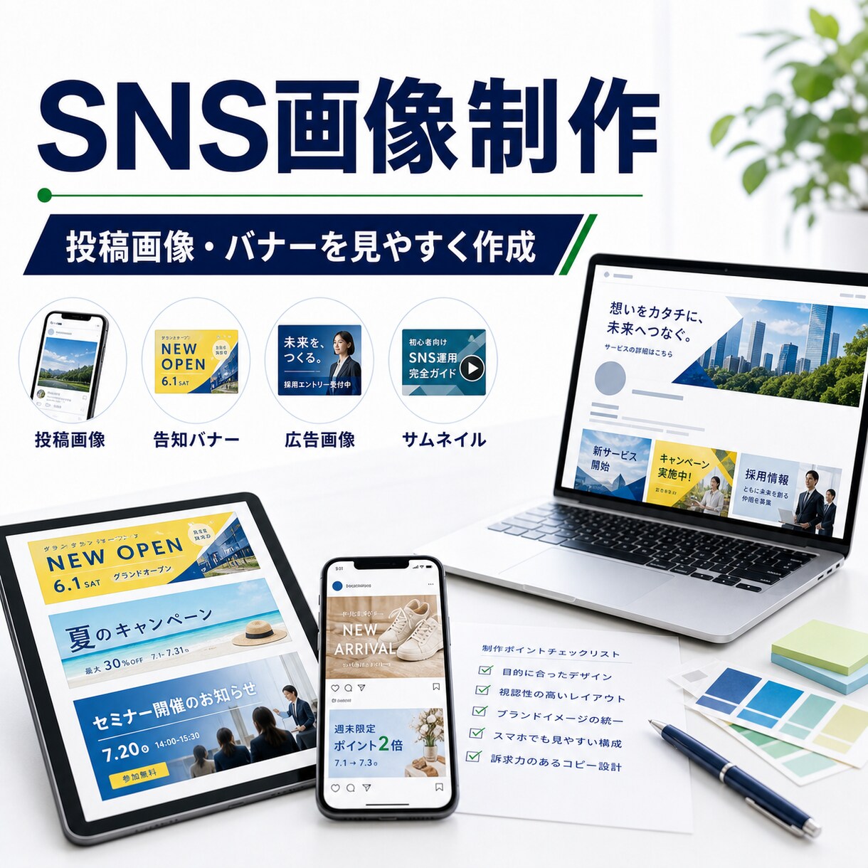 SNS投稿画像・バナーを作成します 投稿画像や告知バナーを見やすく制作 イメージ1
