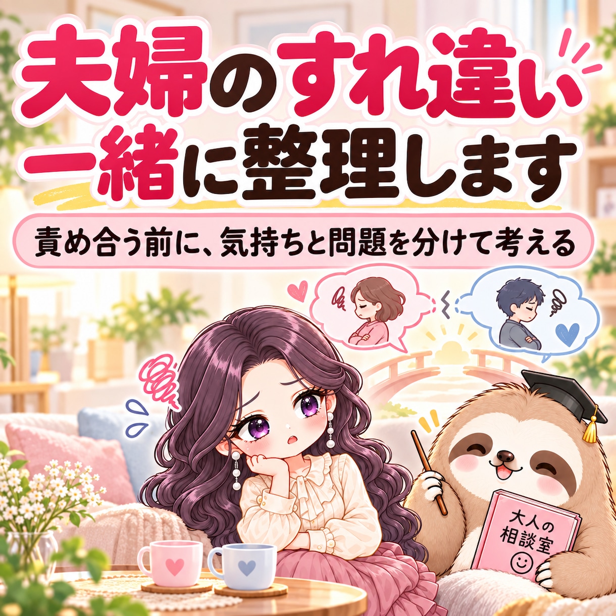 夫婦関係のすれ違いを一緒に整理しますます 責め合う前に、気持ちと問題を分けて解決の糸口を探します イメージ1