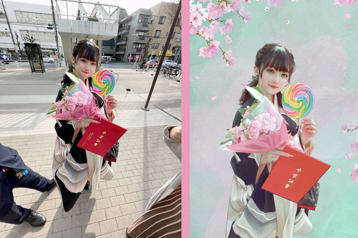 美化する似顔絵を描き。美人美男化します 写真があれば手書き風に描き直す。彼氏/彼女に渡すプレゼント イメージ3